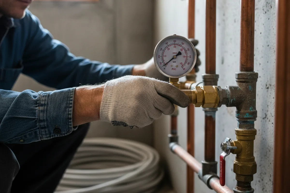 Pressure testing a repaired line during Water Line Repair in Casstown